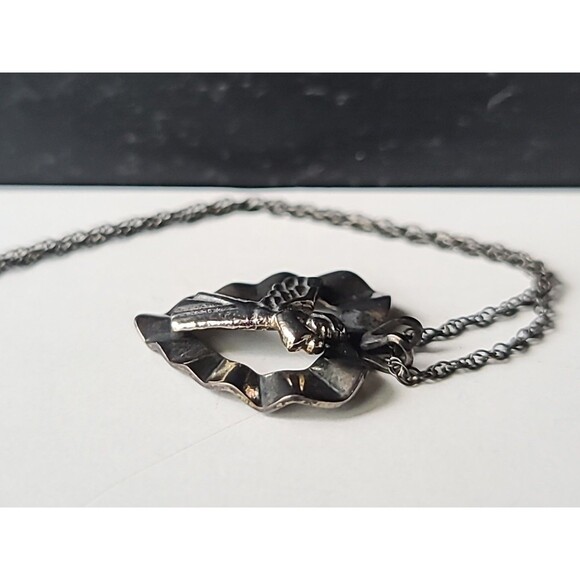 925 Sterling Silver Open Heart Angel Pendant Necklace Vintage - Picture 4 of 10